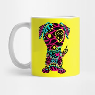 tribal dog with rasta love tattoo ecopop in yellow art Mug